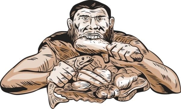 neanderthal-man-eating-paleo-diet-etching