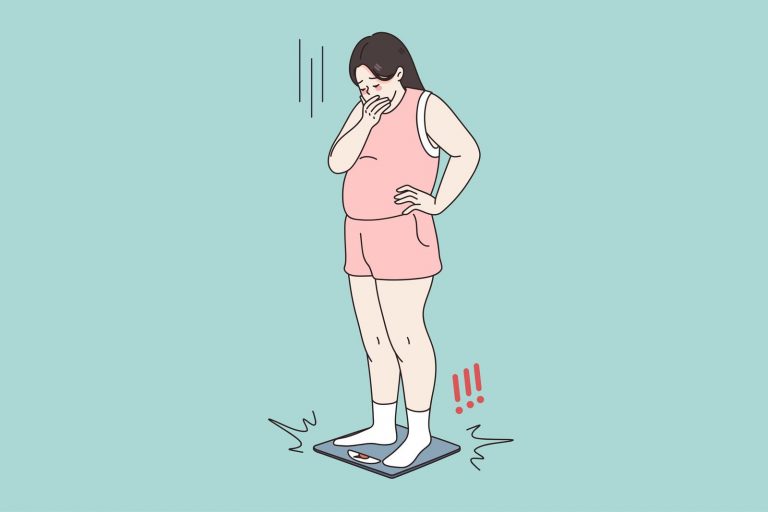 unhappy-obese-woman-shocked-by-weight-on-scales